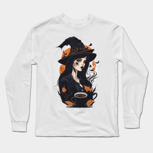 Halloween Coffee lover Witch Long Sleeve T-Shirt